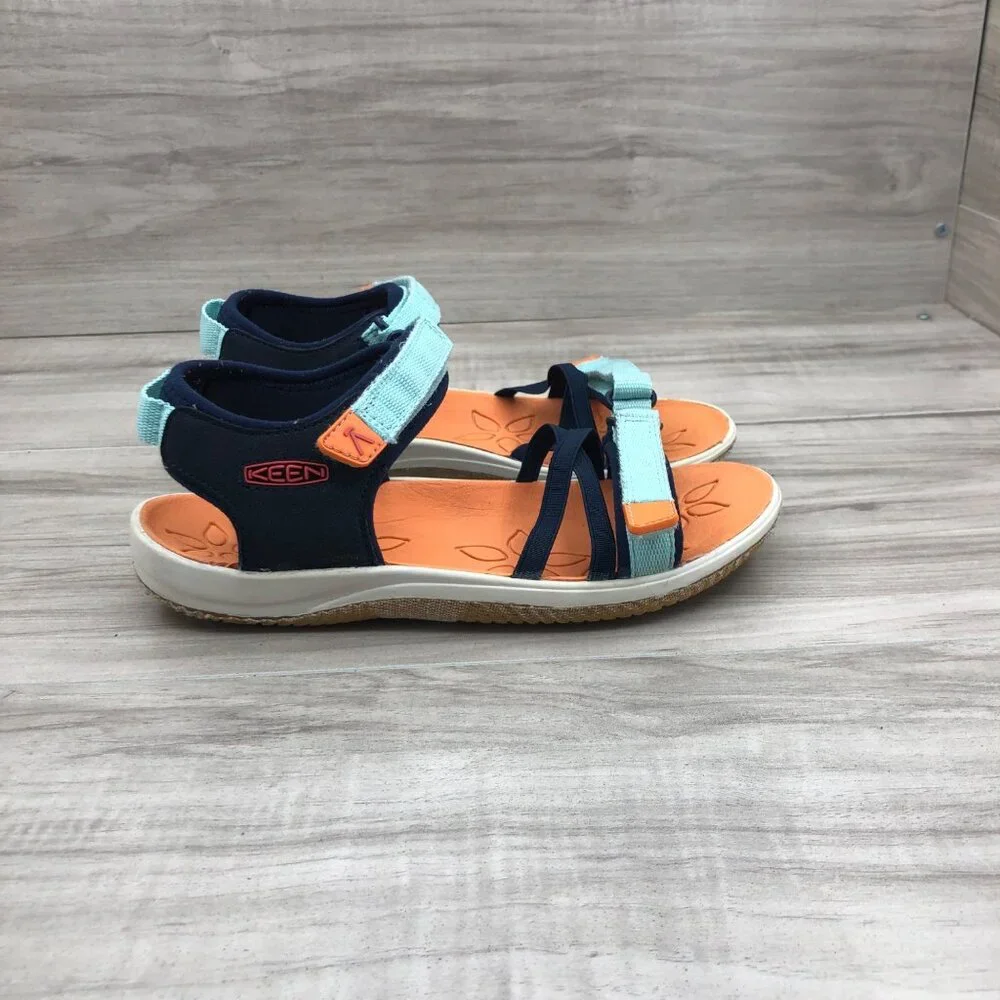 Keen Sandals Kids 2 Blue Strappy Hook and Loop Youth Shoes